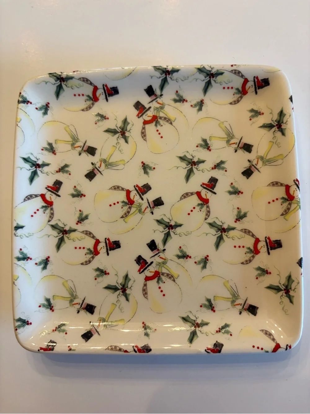 Lime Snowman Cheese Spreader with Ceramic Tray